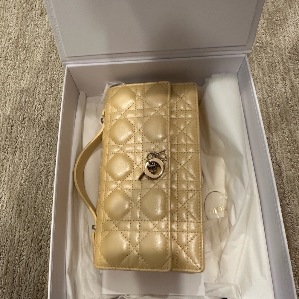 My Dior Mini Handbag Butter Pastel Yellow Gold Hardware Purse New with Box
